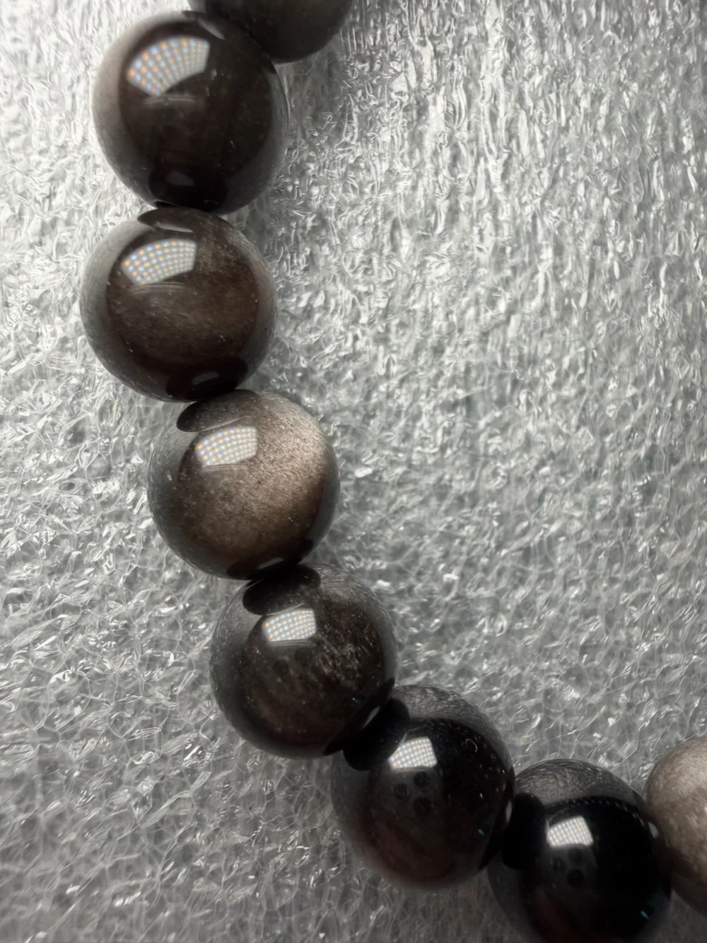 10MM High Flash Silver Sheen Obsidian Natural Crystal Bracelet